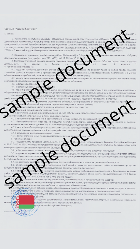 Employment contract sample